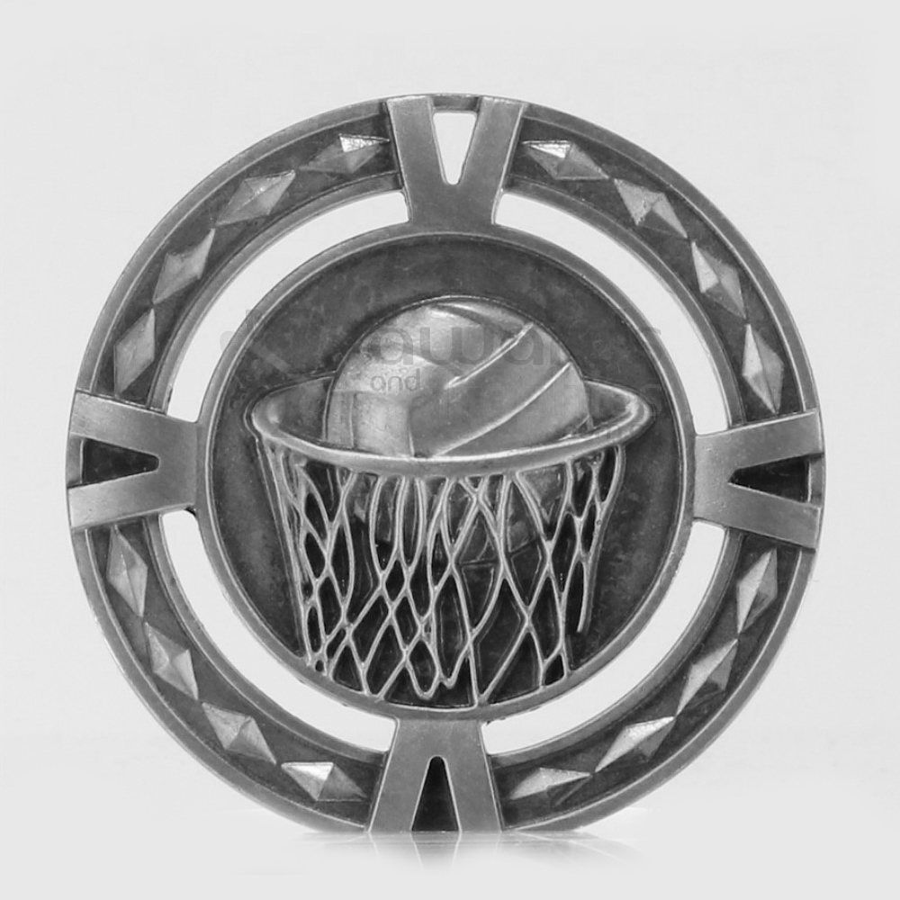 Cutout Netball Medal 60mm Silver