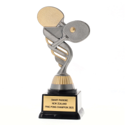 Silver Table Tennis Theme on Black Base 160mm