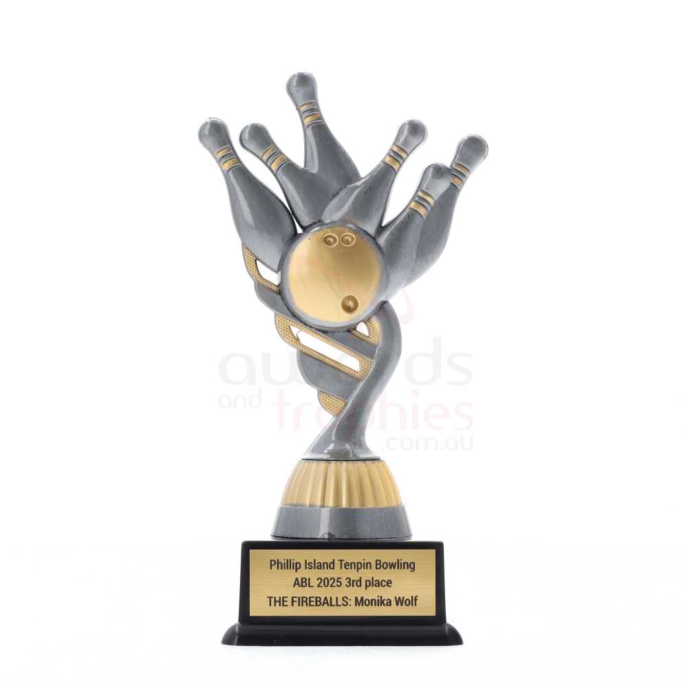 Silver Tenpin Theme on Black Base 160mm