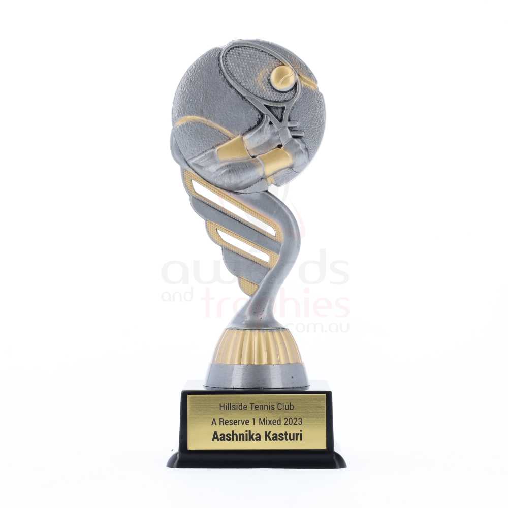 Silver Tennis Theme on Black Base 160mm